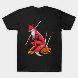 Kitsune japanese samurai fox T-Shirt